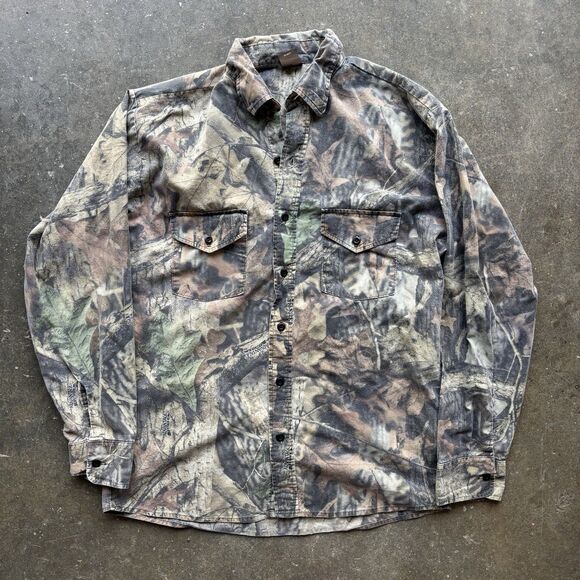 Ranger Vintage Camo Button Up Long Sleeve Shirt Men’s Medium Hunting Utility 90s - Picture 1 of 9